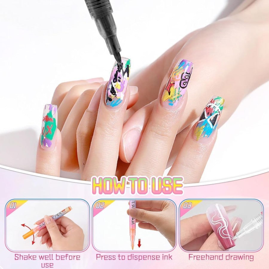 12-Colour Fine-Tip Nail Art Marker Set