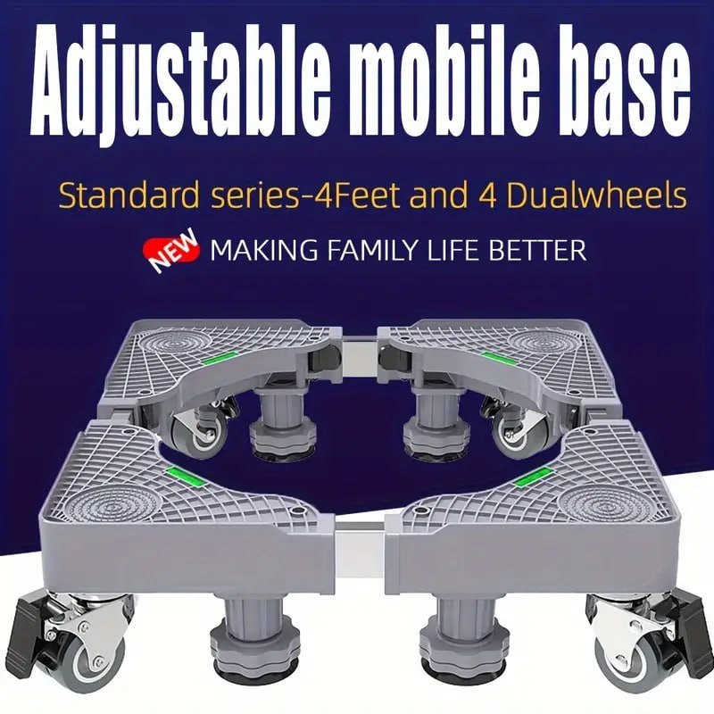 Adjustable Washing Machine Stand with Locking Wheels
